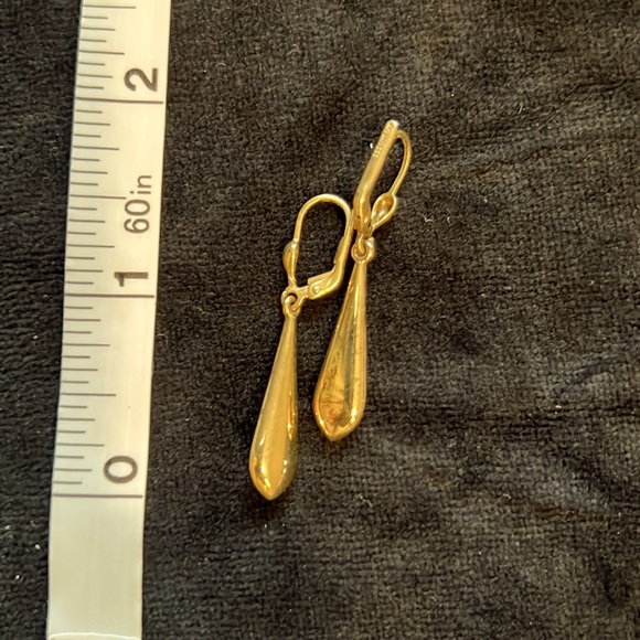 COPY - 10kt gold earrings, synthetic diamonds (3) on the drops. - Picture 2 of 2